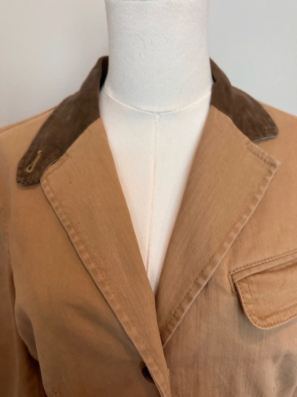Lauren Jeans Co. Stretchy Denim Blazer Jacket Tan M